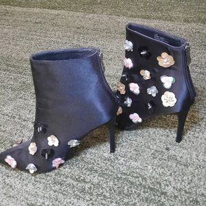 Black Boots with Flowers